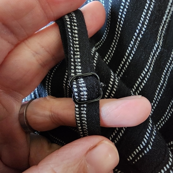 Honey Punch Tie Front Romper Black White Stripe Womens Medium M Adjustable Strap - Picture 8 of 14